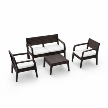 Σετ Καθιστικού Κήπου 4 Τμχ Διθέσιο Καφέ ΙΟΣ