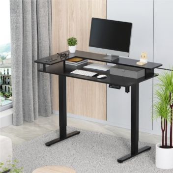 Γραφείο E-DESK ZWL 120X60 / Ρυθμιζόμενο Ύψος / Συρτάρι Αποθήκευσης Χρώμα Μαύρο